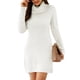 thumbnail image 1 of Vestido suéter de cuello alto Color puro Manga larga Patrón de puntos Vestido suéter elegante delgado para mujer Invierno Blanco S, 1 of 6