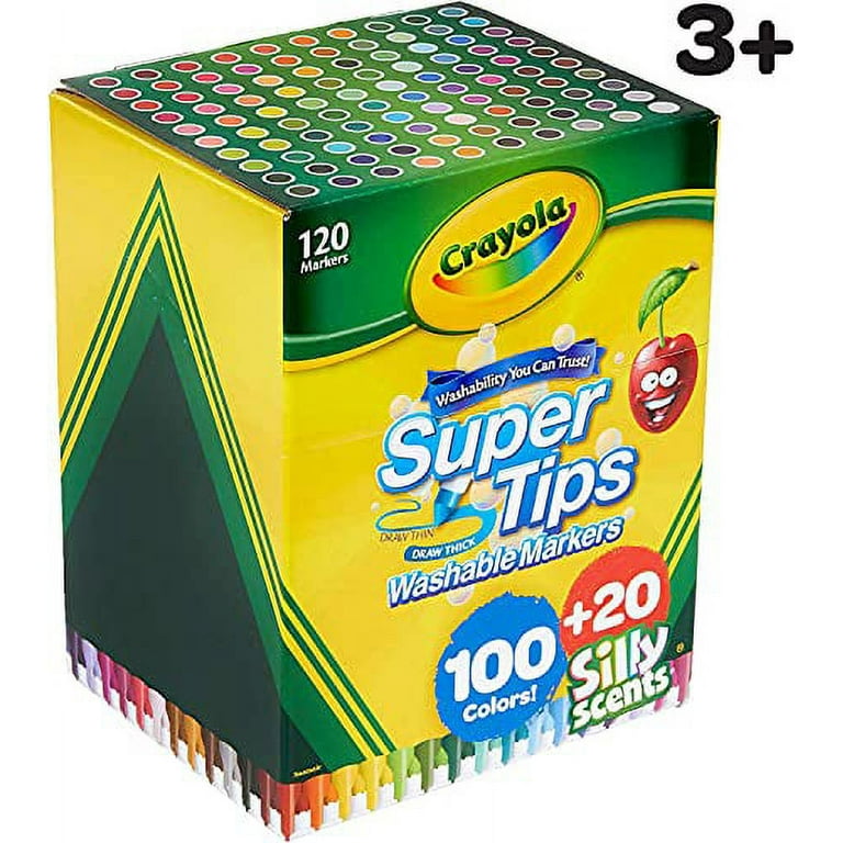 Crayola Super Tips Marker Set, Washable Markers, Assorted Colors, 120Ct 