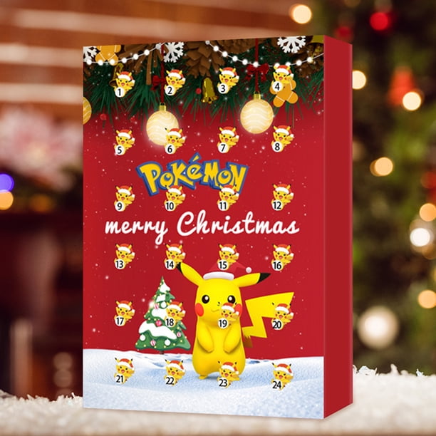 Caja de juguetes navideña Kawaii Pikachu, caja de regalo con colecciones de modelos de dibujos animados de 24 días Likrtyny Para estrenar