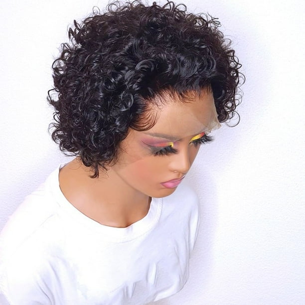 nipocaio Hot sale in Europe and America pixies wig 13 1 lace frontal curly pixie real hair wig