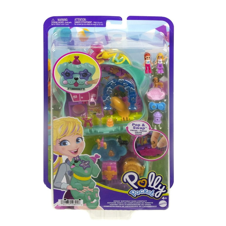 Polly Pocket Doggy Birthday Bash Compact Playset with 2 Micro