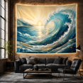 thumbnail image 6 of Cresting Ocean Wave at Golden Sunrise, Dramatic Coastal Style for Ocean Lovers, Seascape Wall Art, Housewarming Gift, Tapestry Wall Hanging for Bedroom and Living Room, 6 of 7