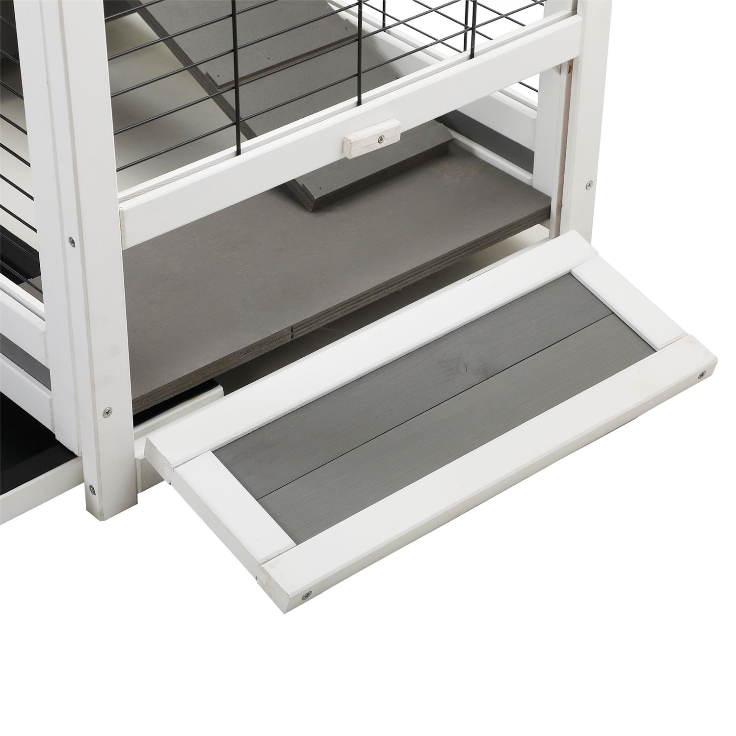 Pefilos 35" 2-Storey Guinea Pig Hutch Pet House Box Wooden Rabbit Cage Comfy Cabin for Small Animals, Gray Pefilos 35" 2-Storey Guinea Pig Hutch Pet House Box Wooden Rabbit Cage Comfy Cabin for Small Animals, Gray
