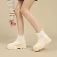 thumbnail image 2 of Mepaouo Women's Short Rain Boots Rubber Waterproof Elastic Slip on Chelsea Ankle Garden Shoes(Beige,8), 2 of 7