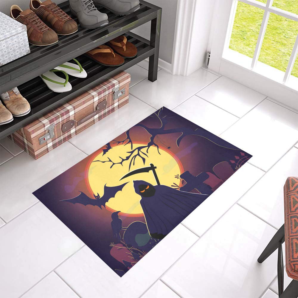 Outdoor Rugs Non-Slip Halloween Witch Rugs Absorbent Carpet Resist Dirt Indoor Door Mat for Halloween 36x24x0.3