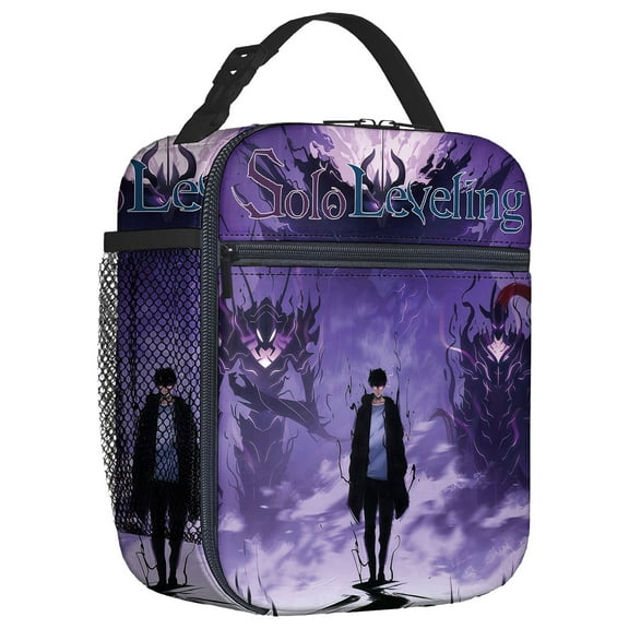 For Solo Leveling Cartoon Themed Insulated Lunch Bag ā Reusable Water Resistant Cooler Tote, with Mesh Side Pocket and Zipper, Lunch Box Size 8.66x4.33x10.24 Inch for Camping, Trips, Picnics