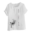 thumbnail image 4 of Lydiaunistar Blouse T-Shirt à Manches Courtes Imprimée Décontractée pour Femmes Grande Taille Printemps, Polyester Doux Col Rond Confortable pour Usage Quotidien Blanc, 4 of 4