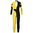 thumbnail image 2 of inhzoy Kids Girls Full Length Jumpsuit Gymnastic Leotard Unitard Rhinestone Long Sleeve Bodysuit Ballet Dancewear Yellow 12, 2 of 5
