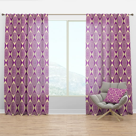 Designart 'Abstract Retro Pattern Design XI' Mid-Century Modern Curtain Panel