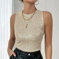 thumbnail image 2 of MIXUE Tank Top for Women Summer Solid Color Fashion Sequin Casual Sexy Crewneck Sleeveless Camisole Vest Sportwear,Beige,S, 2 of 7