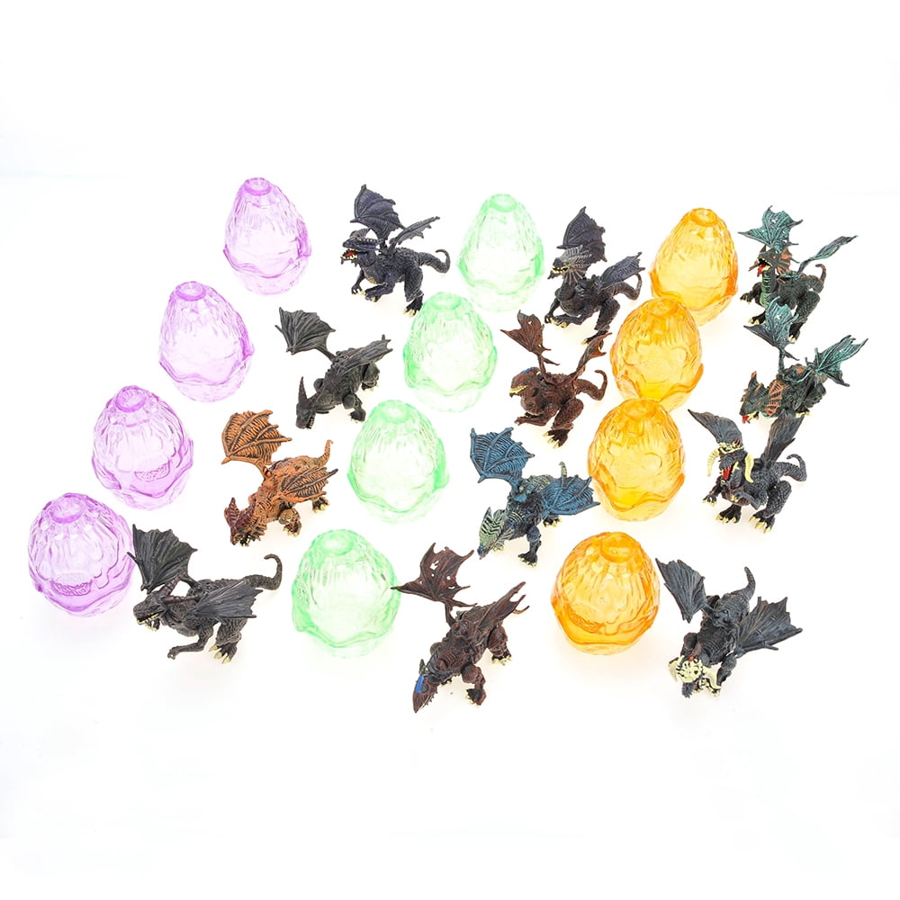 Prehistoric Past Dragon Figurine Puzzles in Hatching Jurrasic Eggs - 12 Eggs Per Pack - Multicolor