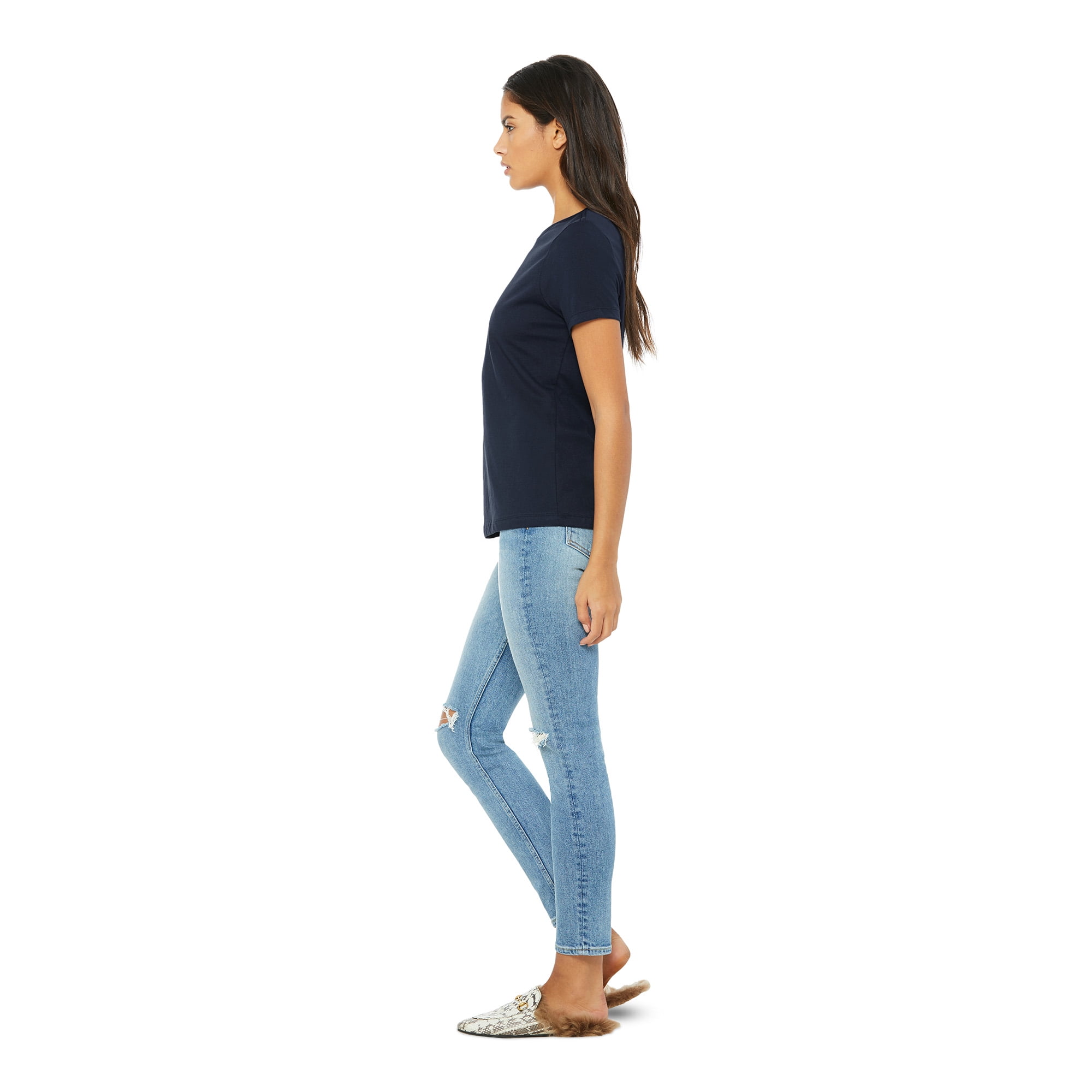 BELLA+CANVAS Women's Relaxed Crew Neck T-Shirt for Crafting, Navy, XXLarge