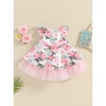 thumbnail image 3 of Musuos Baby Girls Princess Tutu Dress 6M 12M 18M 24M 3Y 4Y Lace Patchwork Flying Sleeve Bowknot Floral Print Sundress, 3 of 10