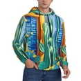thumbnail image 2 of Naloa Bright Paper Cactus Scene Men's Casual Hooded Collar Drawstring Hoodies Pullover Sweatshirts Casual Long Sleeve Shirts-4X-Large, 2 of 7