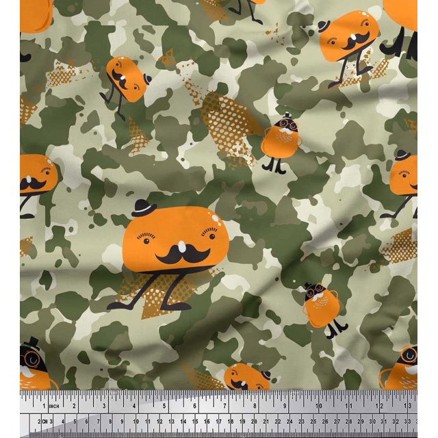 Soimoi Velvet Fabric Cartoon & Camouflage Decor Fabric Printed Yard 58 Inch Wide