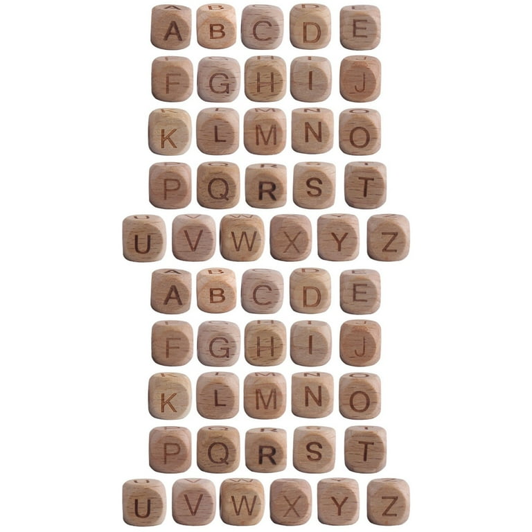 Nuolux Beads Alphabet Letter Square Small Beads Wooden Block Cube Bracelets Initial Tiny DIY