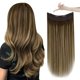 thumbnail image 1 of Easyouth Extensiones de cabello de alambre invisible Cabello humano Línea de pesca Extensiones de cabello Extensiones de cabello de alambre invisible Cabello humano Mezcla marrón medio Rubio miel Exte, 1 of 5