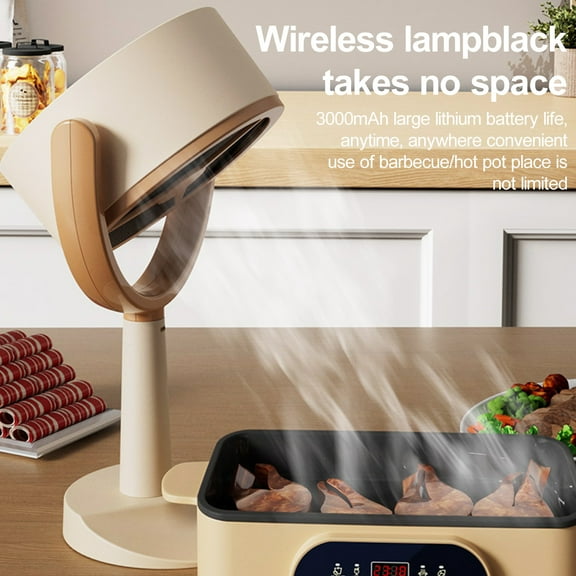 HomeLife Desktop Oil Fume Purification Range Hood with 12 Filter Cottons, 125° Angle can be Adjusted Portable Rechargeable Mini Range Hoods for Cooking Barbecue Roast Grill