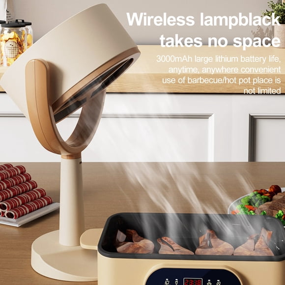 HomeLife Desktop Oil Fume Purification Range Hood with 12 Filter Cottons, 125° Angle can be Adjusted Portable Rechargeable Mini Range Hoods for Cooking Barbecue Roast Grill