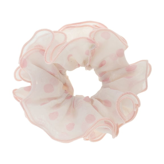 Unique Bargains 1 Pc Scrunchie Fashion Polka Dots Hair Elastics Pink