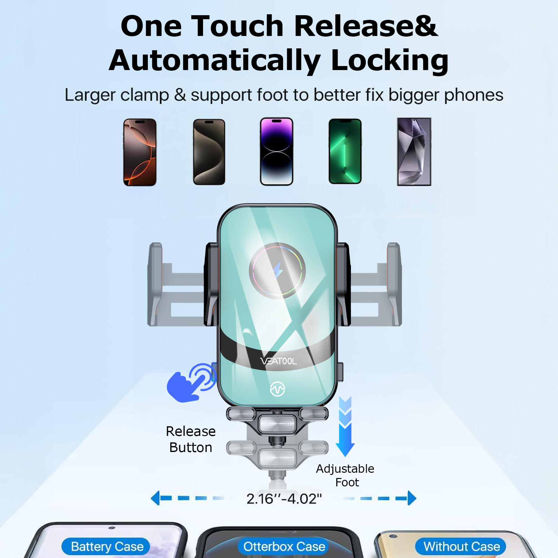 VEAT00L X16s Wireless Car Charger Mount 15W photo 4