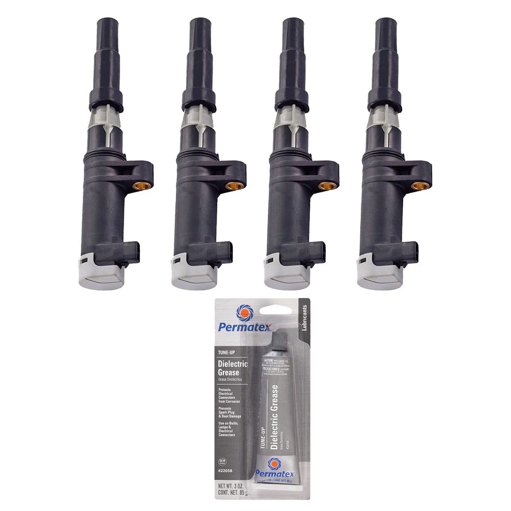 Set of 4 Ignition Coils and Permatex 22058 Dielectric TuneUp Grease