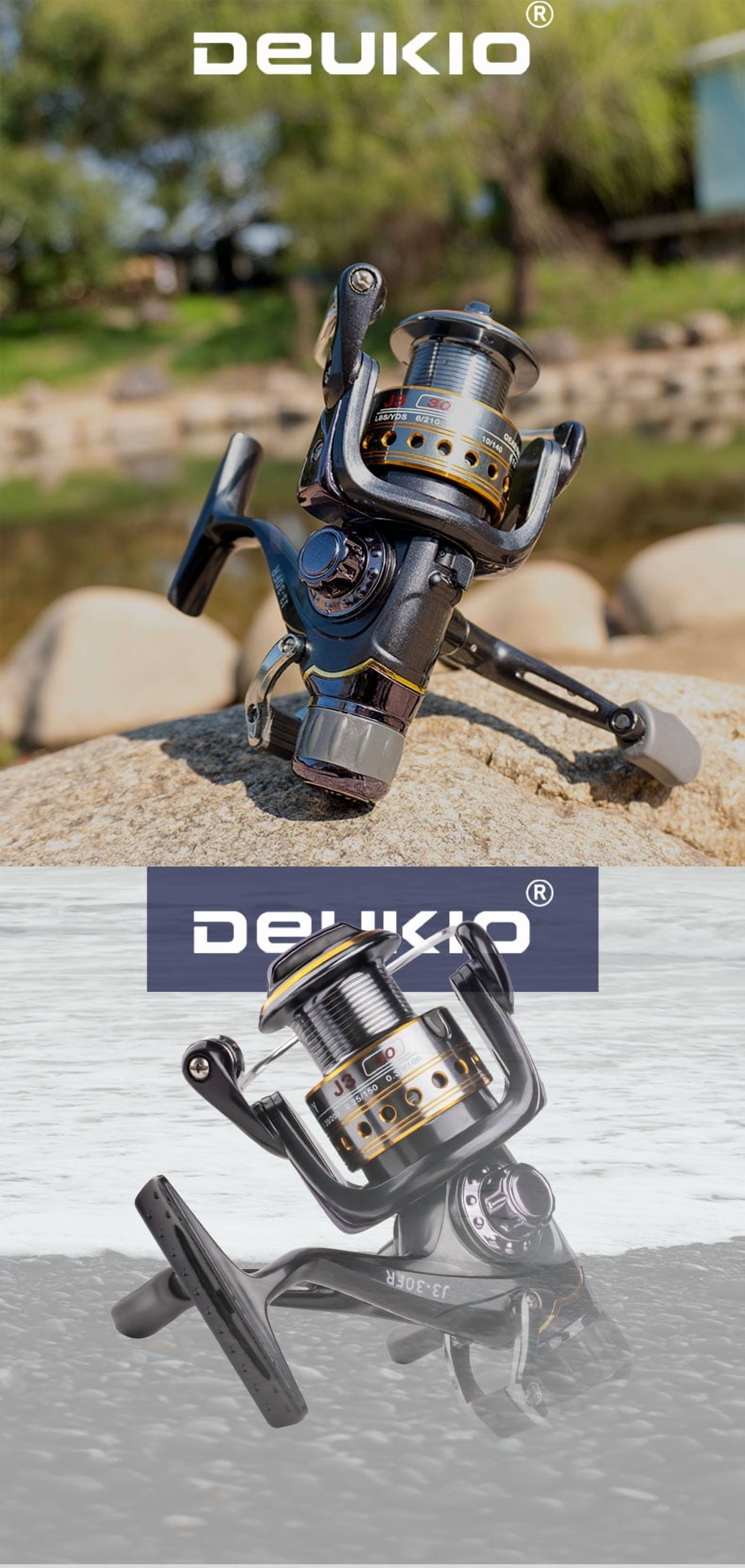 DEUKIO High Quality Fishing Reel Spinning Reel Double Drag 20kg Carretilha Pesca Sea Reel Fishing for Carp Free Spare Spool