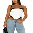 thumbnail image 1 of Womens Patchwork Cami Tank Tops Fashion Sleeveless Slim Fit Irregular Summer Vest Crop Tops, 1 of 6