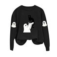 thumbnail image 4 of Byworldtasic Halloween Spooky Season Shirt for Women Cute Ghost Long-Sleeve Pullover Tops Lightweight Sweatshirt, 4 of 8