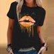 thumbnail image 1 of Fiudx Ofertas Del Día Blusa de Manga Corta con Cuello Redondo y Estampado a La Moda para Mujer, 1 of 5