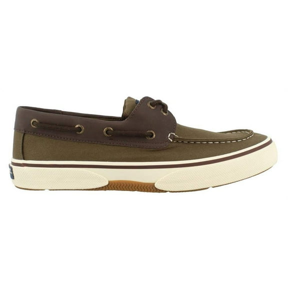 Sperry Mens, Halyard Lace up Boat Shoe TAN Olive 10 M