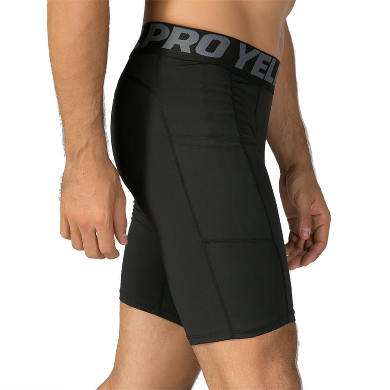 YEL PRO 4 Packs Men Compression Shorts Active Workout Underwear