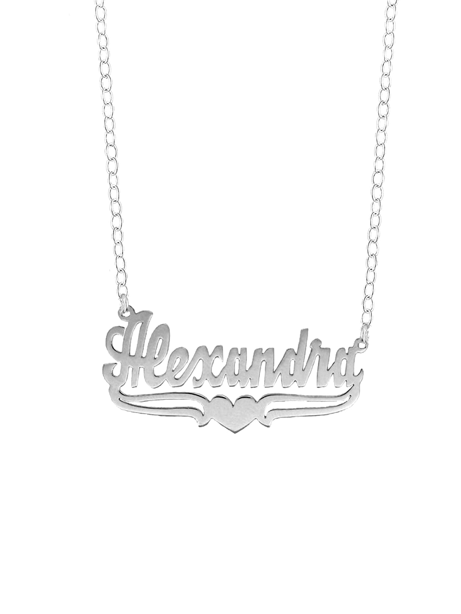 Personalized Name Necklace With Tail and Heart
