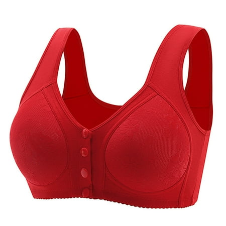 Wireless Bras for Women Comfy Breathable Knitted Front Closure Bralettes Plus Size Full Coverage Seamless Push up Bra