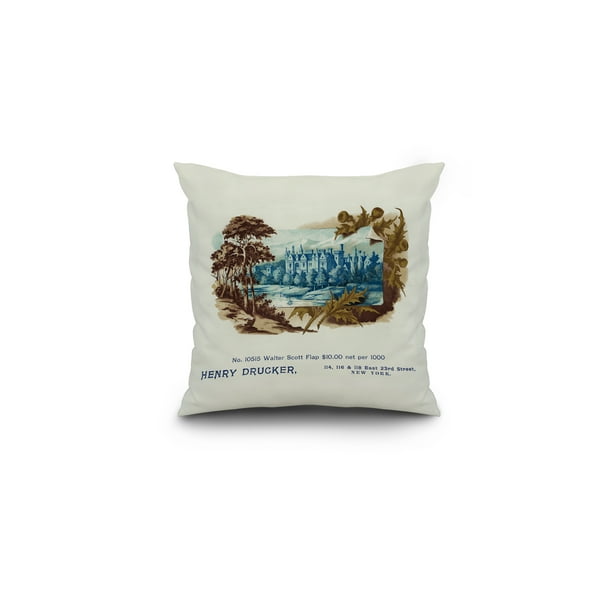 Henry Drucker Brand Cigar Box Label 16x16 Spun Polyester Pillow Custom Border Walmart Com Walmart Com