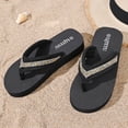 thumbnail image 4 of Fankiway Women's Rhinestone Flip Flops V Strap Non-Slip Comfortable Beach Sandals Summer Gold 6.5, 4 of 9