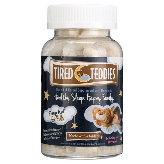 Tired Teddies Natural Sleep Aid for Kids Melatonin (0.3 mg) Herbal Supplement