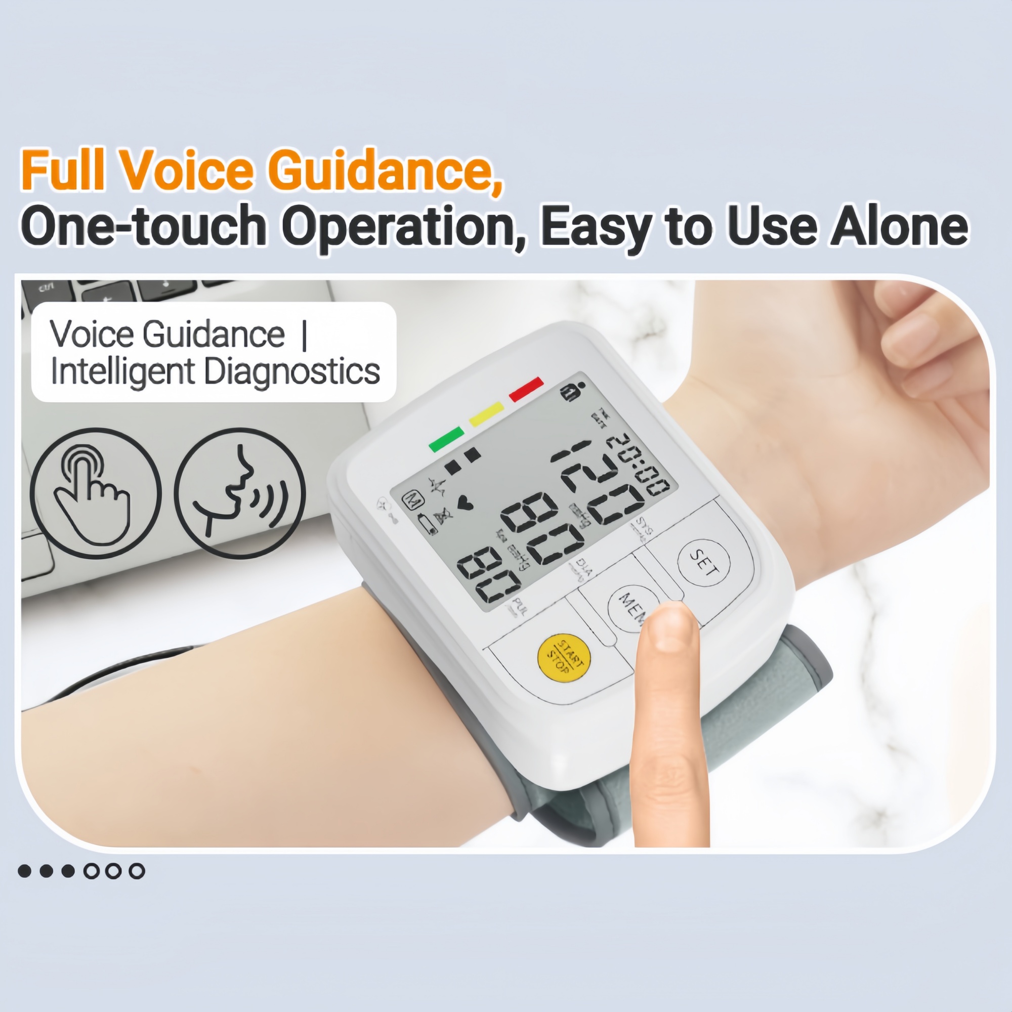 Automatic Wrist Blood Pressure Monitor, Large LCD Display with Adjustable Cuff, Portable BP Machine for Home & Travel Use