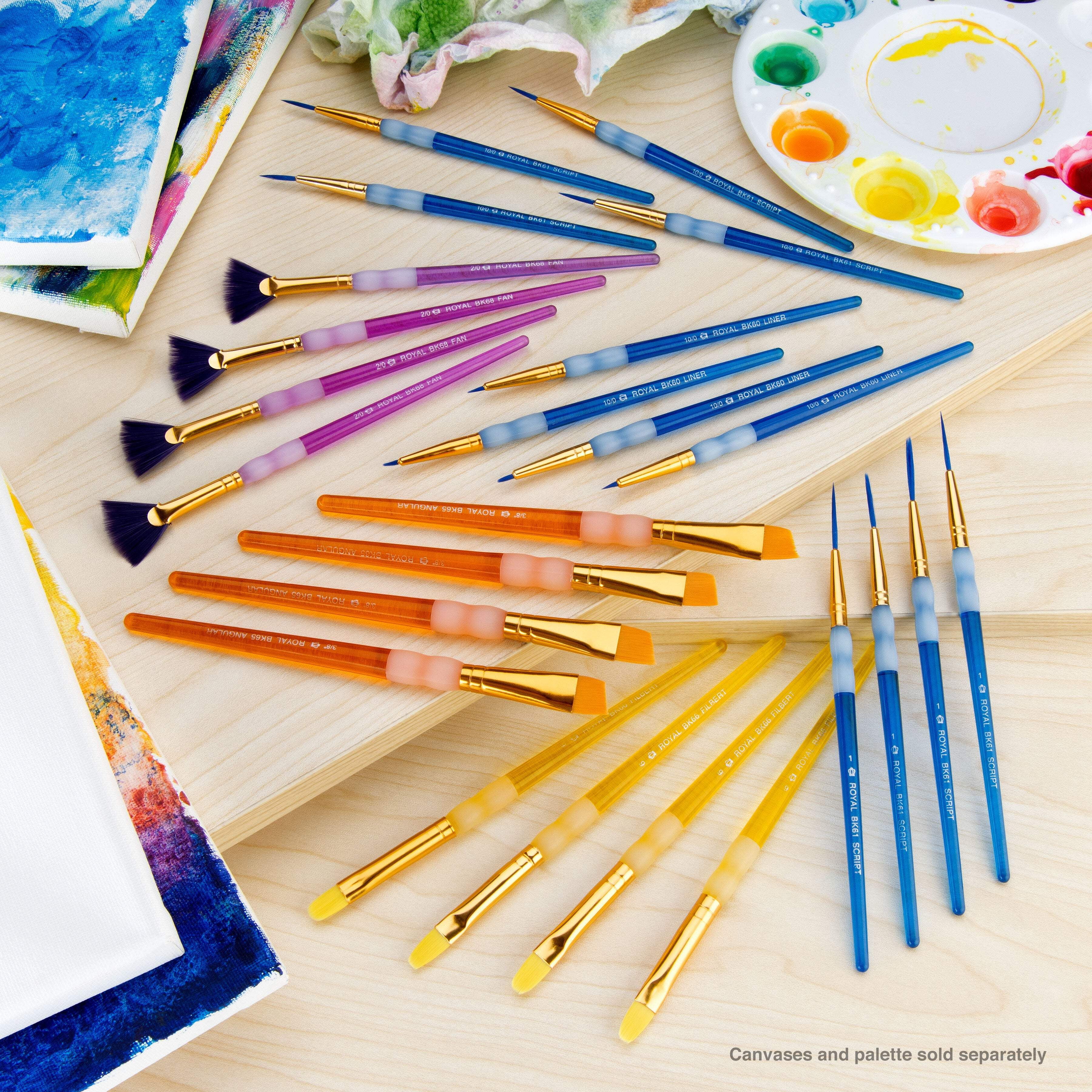 Royal Brush 2020983 Big Kids Choice Value Specialty Paint Brushes, Assorted Size - Set of 24