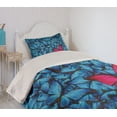 thumbnail image 2 of Ambesonne Tropical Quilted Coverlet 2 Pcs, Large Bugs Lepidoptera, Twin Size, Pink Blue Brown, 2 of 5