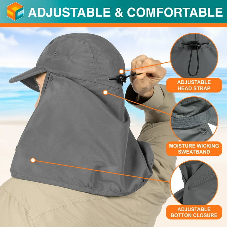 SUN CUBE Fishing Sun Hat with Neck Flap for Men Women UPF 50 SUN CUBE Fishing Sun Hat with Neck Flap for Men Women UPF 50
