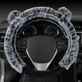 thumbnail image 6 of BDK Faux Fur/Wool/Sheepskin Steering Wheel Cover for Women - Cute, Bear Fur, Soft, Fluffy, and Warm, Great for Winter Gray with Ears, 14.5-15, 6 of 6