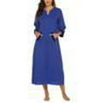 thumbnail image 2 of Ekouaer Women Zipper Robe 3/4 Sleeves Loungewear Dress Full Length Sleepwear Pockets Housecoat Nightgown Long Bathrobe, 2 of 7