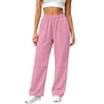 thumbnail image 3 of Nugftut Sweatpants for Women Elastic Waistband Relaxed Fit Workout Sweatpants Pockets Darted Fleece Pants, 3 of 7