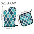 thumbnail image 2 of Yayeee Oven Mitts and Pot Holder Set of 2 Heat Resistant Kitchen Gloves Baking Hot Pad, Blue Geometric Pattern, 2 of 5