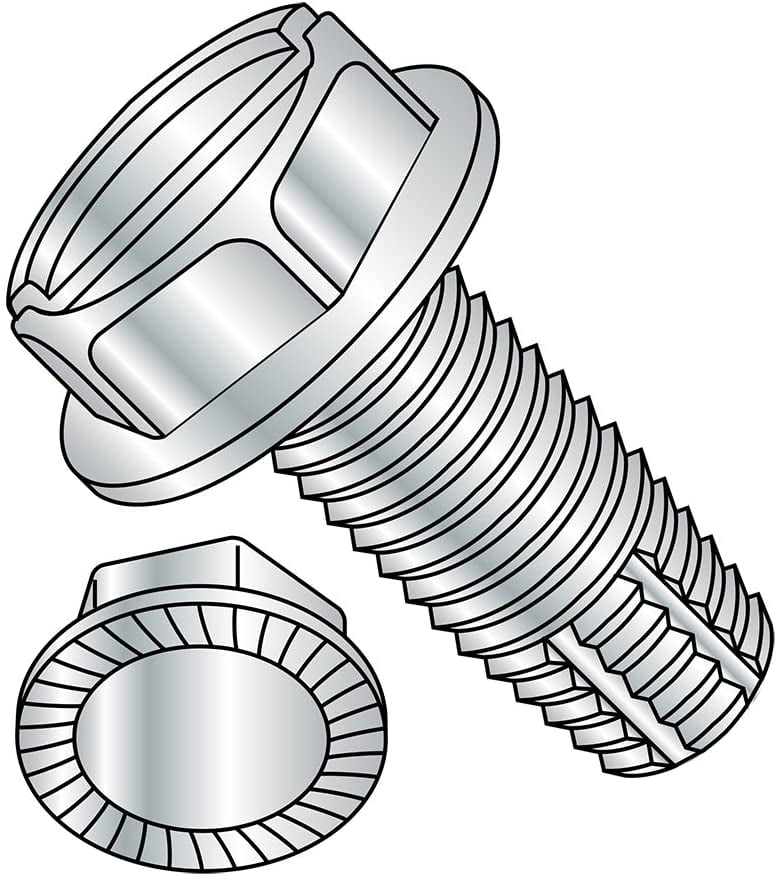Slotted Drive Zinc Plated Finish #6-32 Thread Size 1 Length Type F Hex Washer Head Pack of 100 Steel Thread Cutting Screw