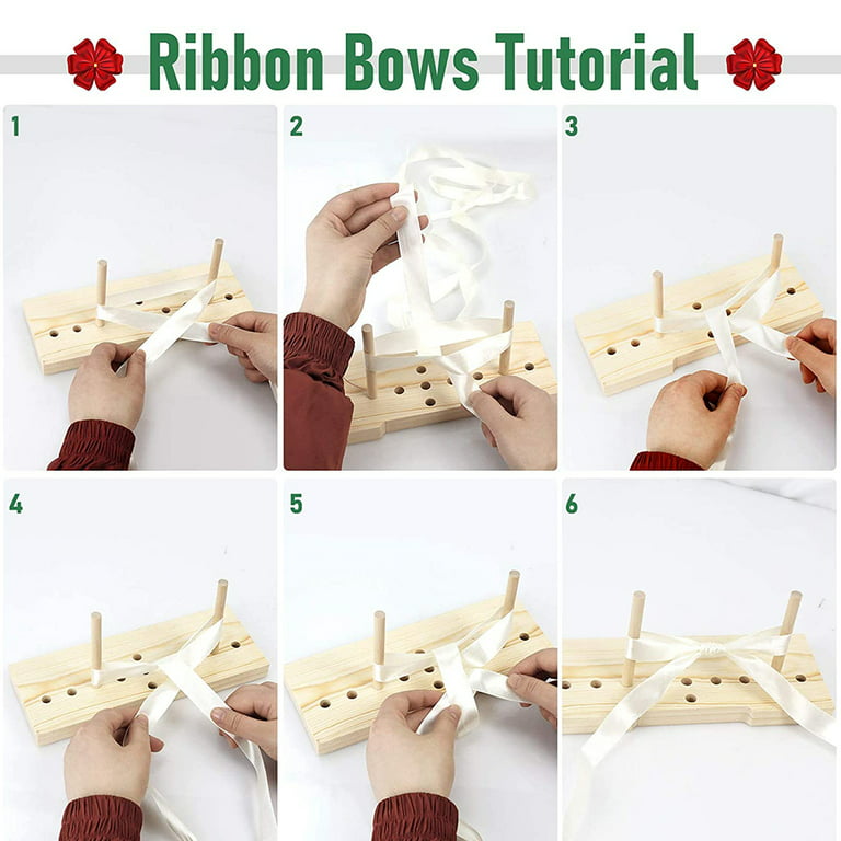Bow Maker for Ribbon ,2-in-1 Multipurpose Rectangle Wooden Bow Making Tool  for Ribbon Crafts DIY Decoration for Christmas ,Valentine's Day ,Easter,All  Holidays ROG