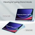 thumbnail image 2 of Allytechgroup Folio Case for Samsung Galaxy Tab S9 11 inch 2023 Released (Model Number: SM-X710/X716B/X718U), Slim Trifold Stand Cover with Pencil Holder Clear Back Shell Shockproof Cover, Skyblue, 2 of 8