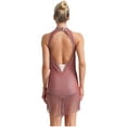thumbnail image 2 of iefiel Robe de Danse Latine à Franges pour Femme Cha Cha Tango Salsa Samba Rumba Robe de Danse Rose Poudré m, 2 of 4