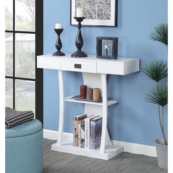 3-Tiered Console Table with 1 Drawer Rustic Sofa Table with Storage, Industrial Wooden Entryway Table for Hallway, Living Room